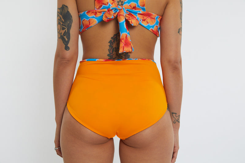 Abbie Recycled High Waist Bikini Bottom - Hibiscus Digi