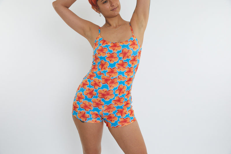 Alex Recycled Boyleg Full Piece Swimsuit - Hibiscus Digi