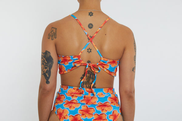 Casey Recycled Bandeau Bikini Top - Hibiscus Digi