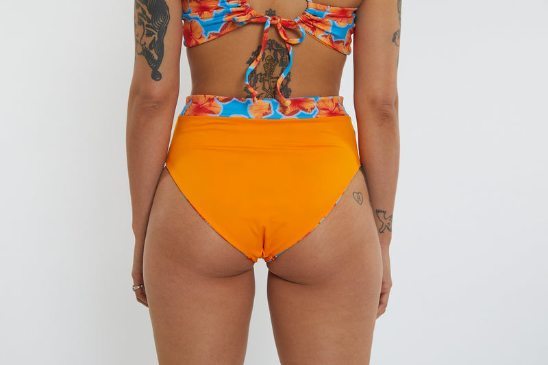 Cindy Recycled High Waist Bikini Bottom - Hibiscus Digi