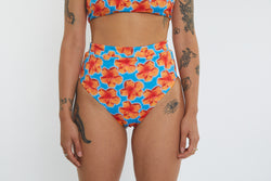 Cindy Recycled High Waist Bikini Bottom - Hibiscus Digi