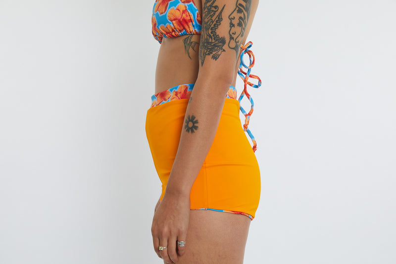 Nicole Recycled High Waist Swim Short - Hibiscus Digi