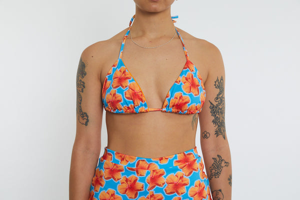 Saturday Recycled Triangle Bikini Top - Hibiscus Digi
