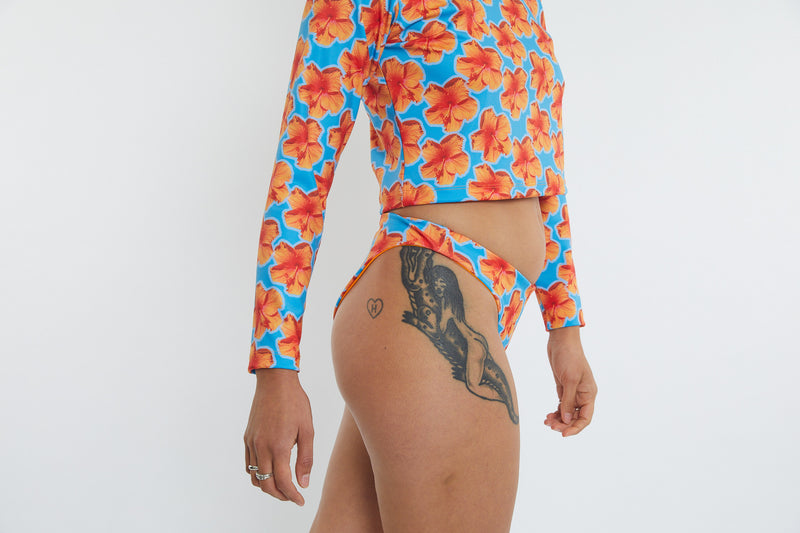 Taylor Recycled Mid Rise Bikini Bottom - Hibiscus Digi