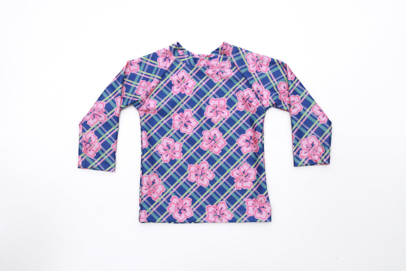 Kids Rashie Top - Hibiscus Gingham