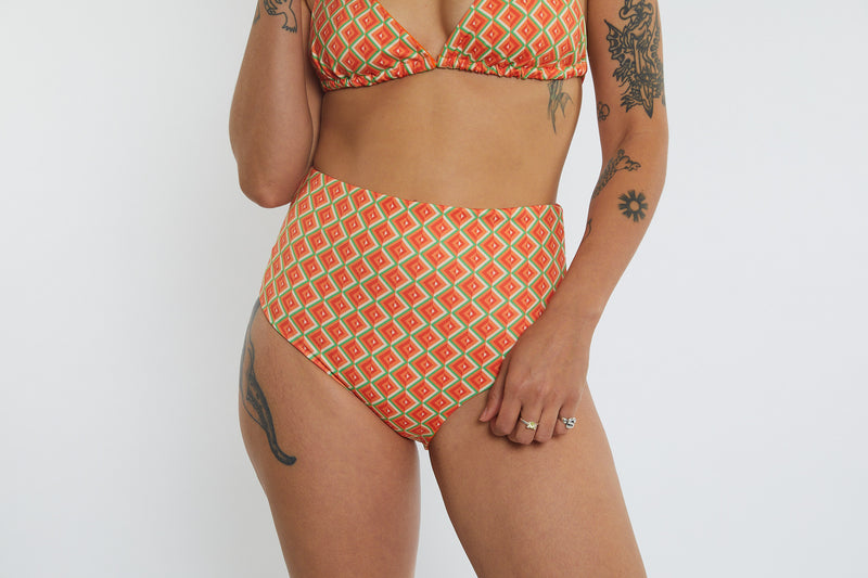 Abbie Recycled High Waist Bikini Bottom - Magic Eye