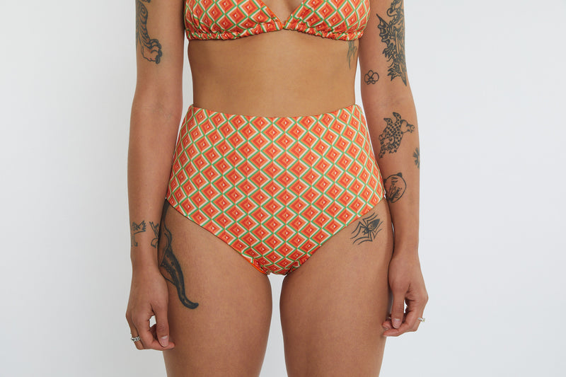 Abbie Recycled High Waist Bikini Bottom - Magic Eye