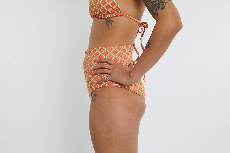 Abbie Recycled High Waist Bikini Bottom - Magic Eye