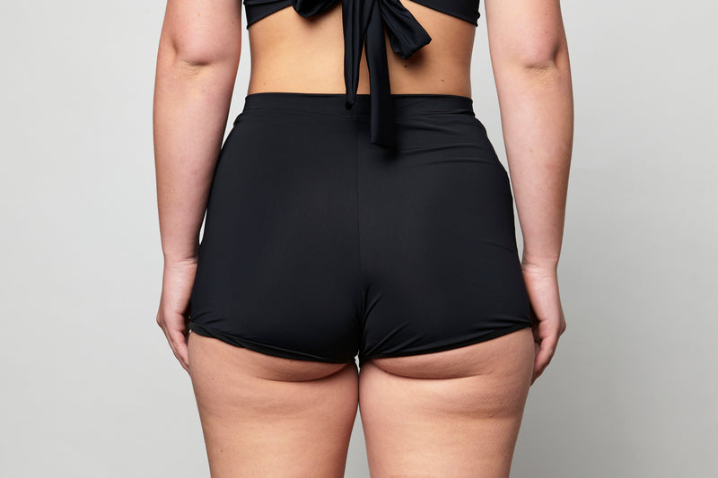 Nicole Recycled High Waist Swim Short - Recycled Black