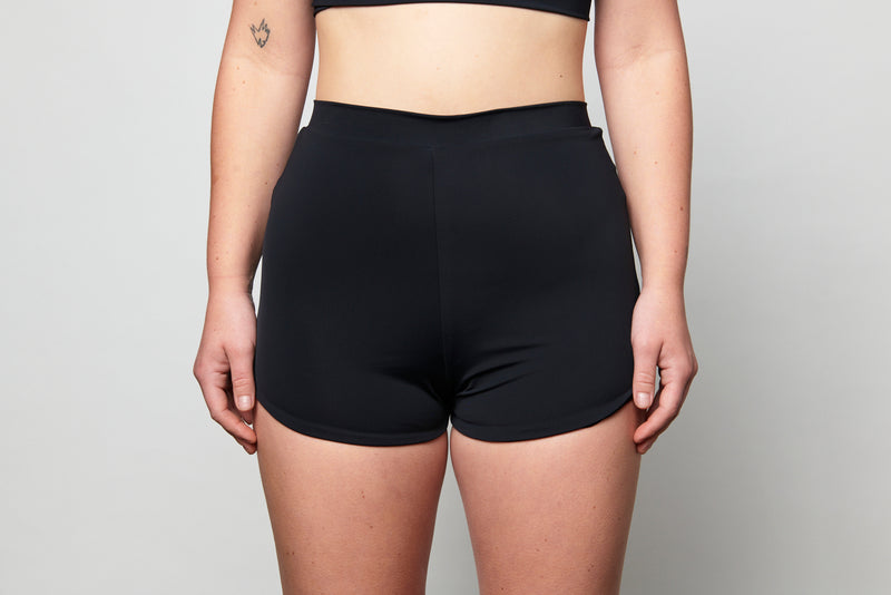 Nicole Recycled High Waist Swim Short - Recycled Black