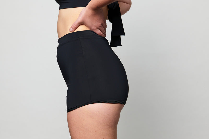 Nicole Recycled High Waist Swim Short - Recycled Black