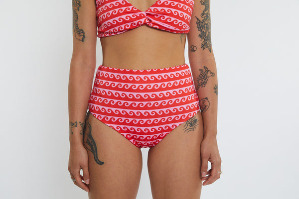 Abbie Recycled High Waist Bikini Bottom - Wave