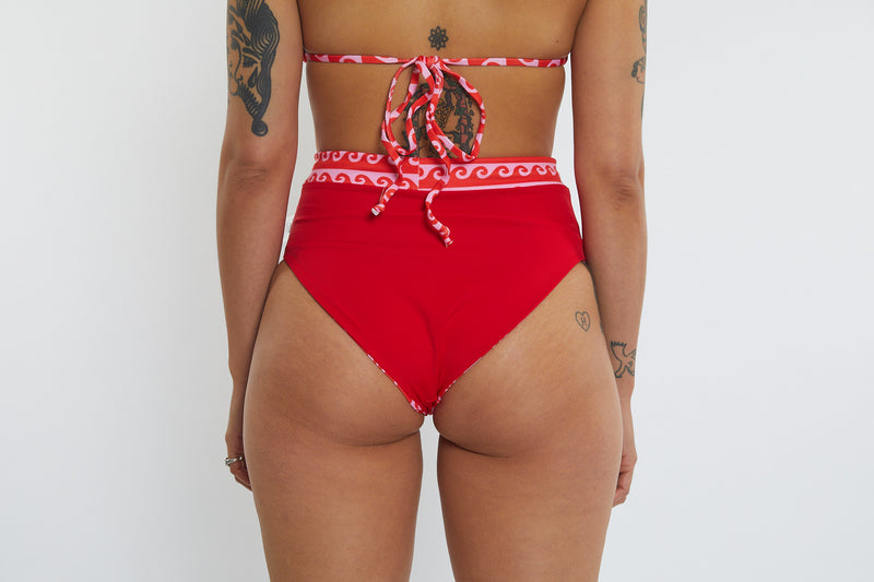 Cindy Recycled High Waist Bikini Bottom - Wave
