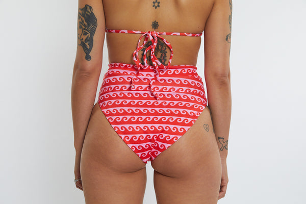 Cindy Recycled High Waist Bikini Bottom - Wave