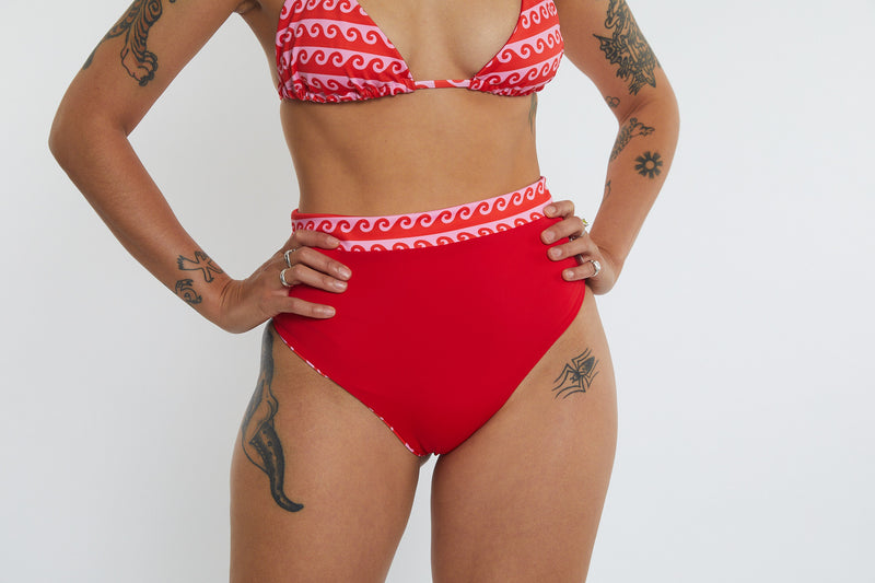 Cindy Recycled High Waist Bikini Bottom - Wave