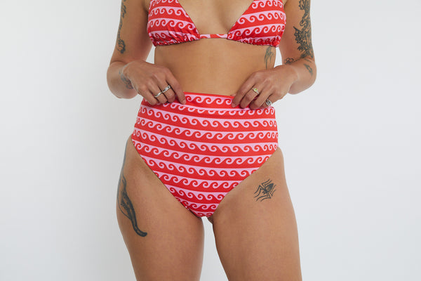 Cindy Recycled High Waist Bikini Bottom - Wave