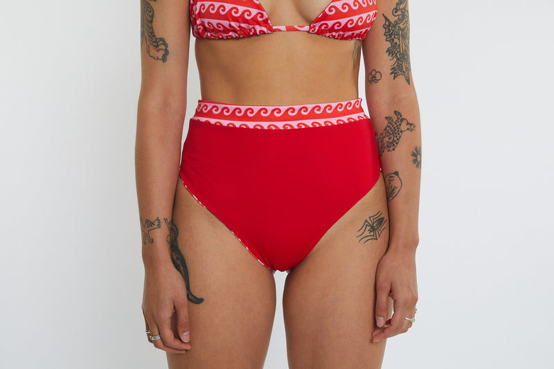 Cindy Recycled High Waist Bikini Bottom - Wave
