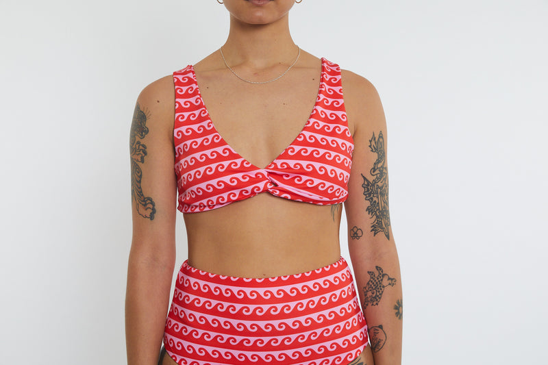 Lena Recycled Twist Bikini Top - Wave