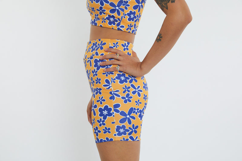 Activity Wear - Recycled Bike Short Yellow Bubbly Floral