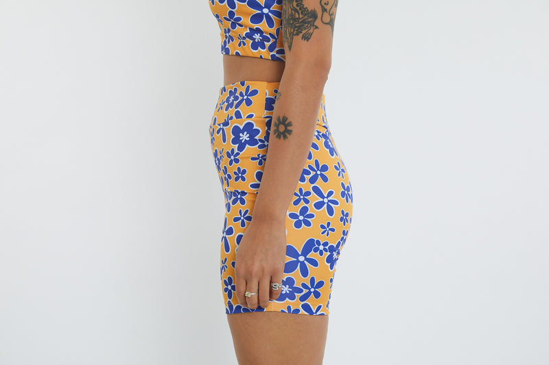 Activity Wear - Recycled Bike Short Yellow Bubbly Floral