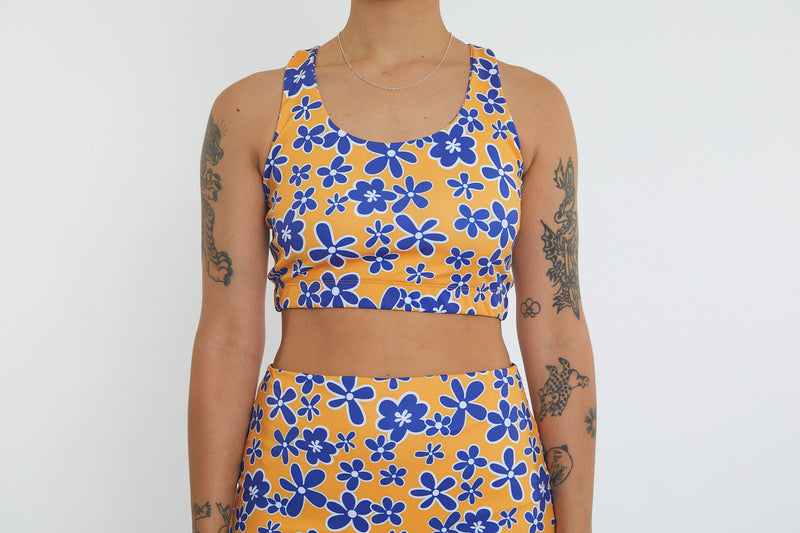 Activity wear - Crop Top Yellow Bubbly Floral