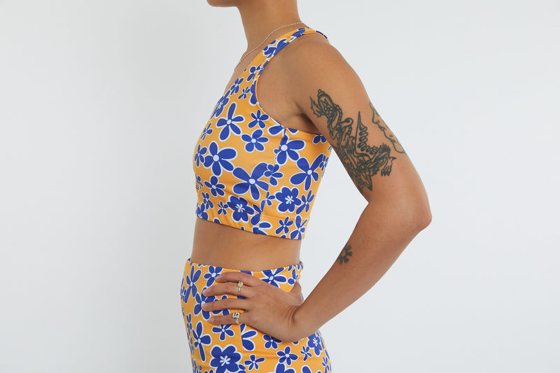 Activity wear - Crop Top Yellow Bubbly Floral