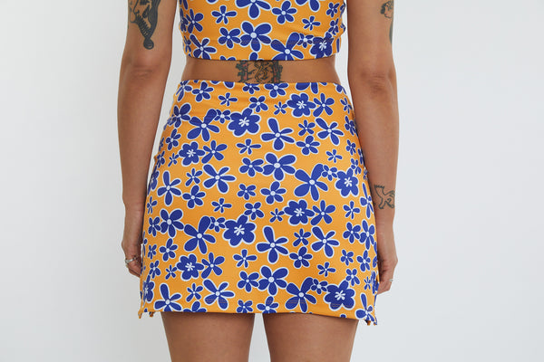 Activity Wear - Recycled Skort Yellow Bubbly Floral