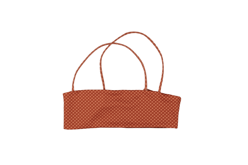 Casey Recycled Bandeau Bikini Top - Hazelnut Gingham
