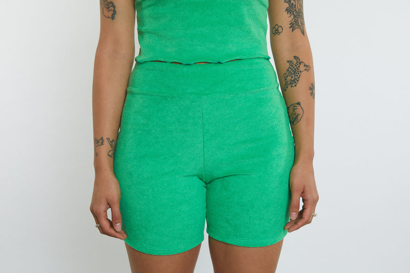 Activity Wear - Bike Short Green Terry Towelling