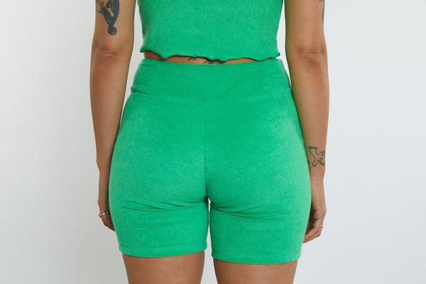 Activity Wear - Bike Short Green Terry Towelling