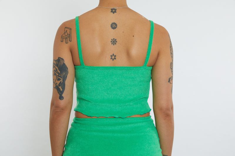 Activity Wear - Singlet Top Green Terry Towelling