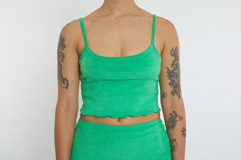 Activity Wear - Singlet Top Green Terry Towelling