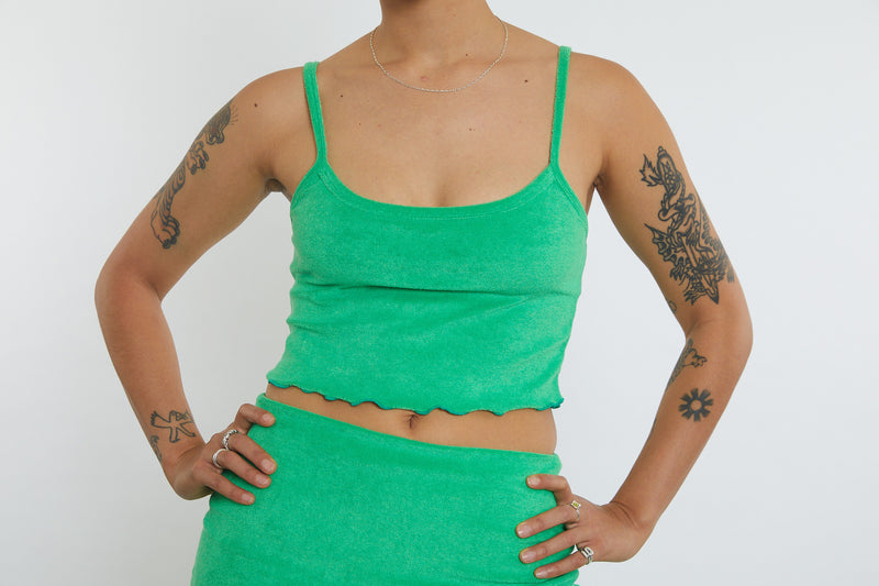 Activity Wear - Singlet Top Green Terry Towelling