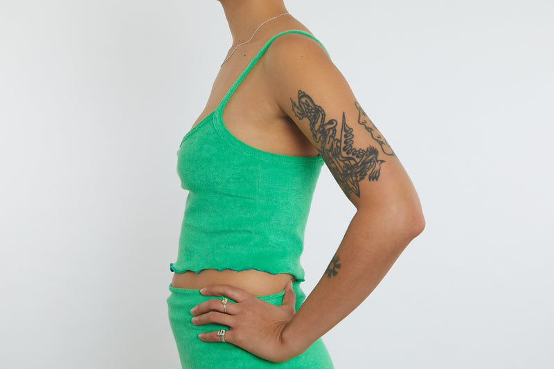 Activity Wear - Singlet Top Green Terry Towelling