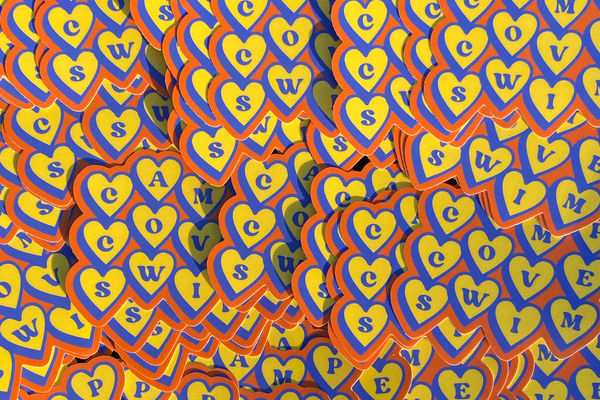 Orange Yellow Blue Heart Logo - Sticker