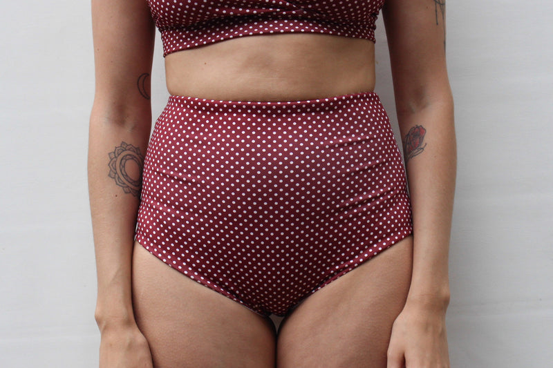 Katie 'High' Bottom - Merlot Polka Dot