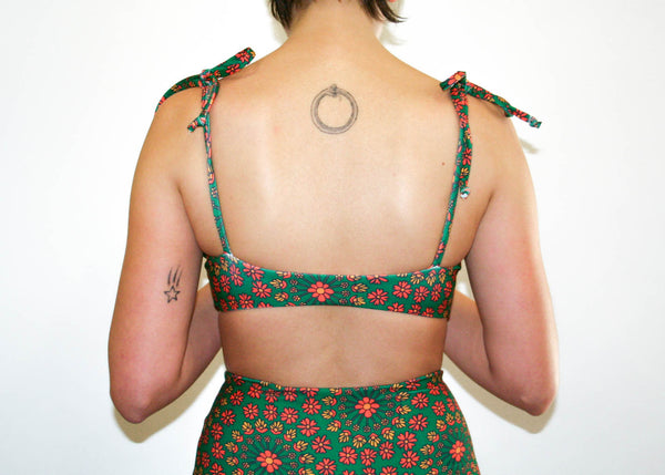 Poppy Top – Forest Green Hippie Floral