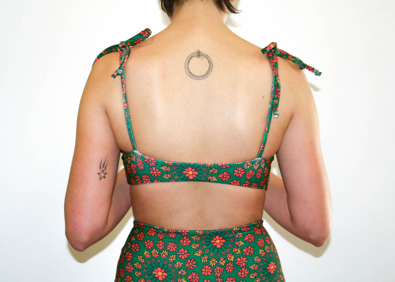 Poppy Top – Forest Green Hippie Floral