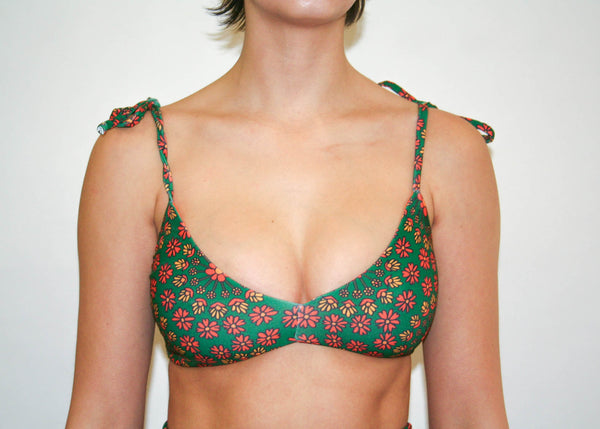 Poppy Top – Forest Green Hippie Floral